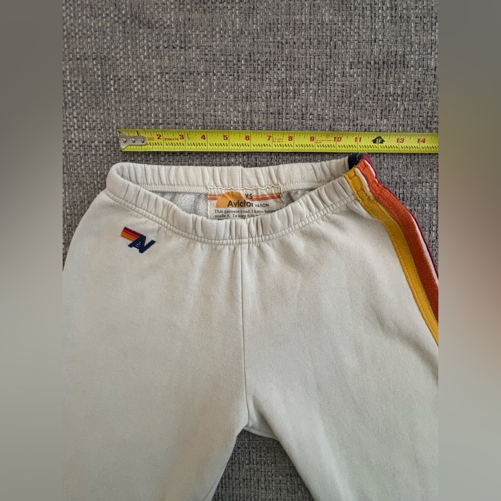 Aviator Nation Unisex Vintage White Rainbow Stripe Zip Hoodie (S) & Sweats (XS) - Picture 13 of 13